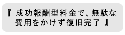 成功報酬型料金で、無駄な費用をかけず復旧完了